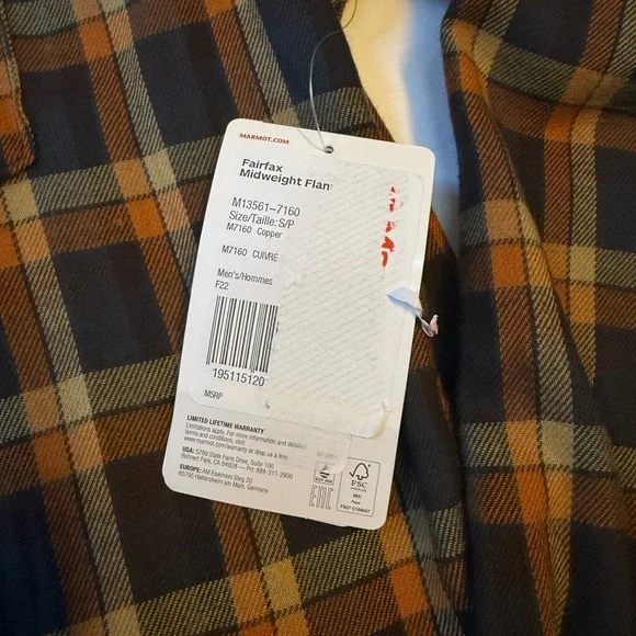 Men’s Marmot Fairfax Mid-weight Flannel in Copper - Picture 6 of 6